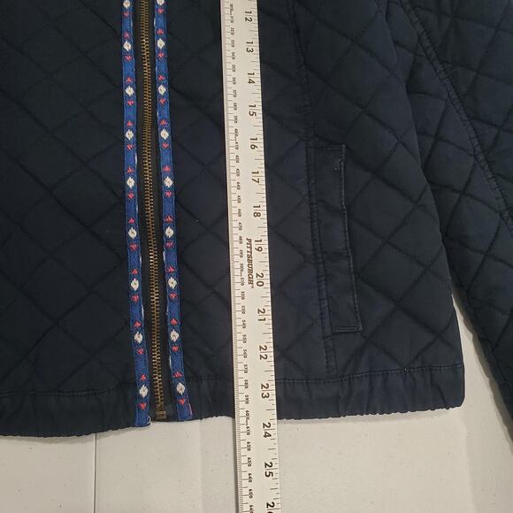 Y2K Hollister Jacket Womens Large Blue Quilted Cotton Zip Front Mock Neck - Picture 5 of 11